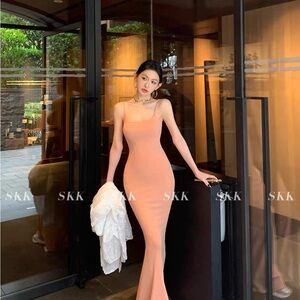 Elegant Peach Evening Gown
